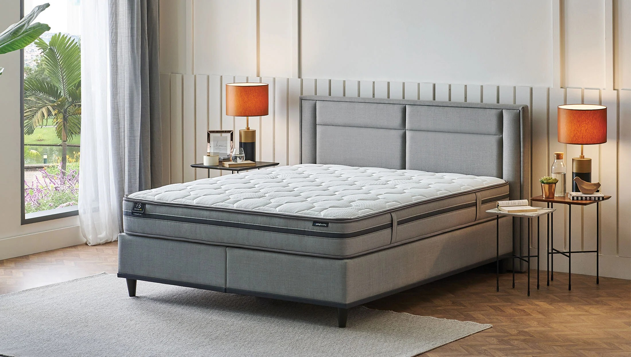Boxspringbett Set “Fresh Sense“ mit Federkern-Matratze und Stauraum